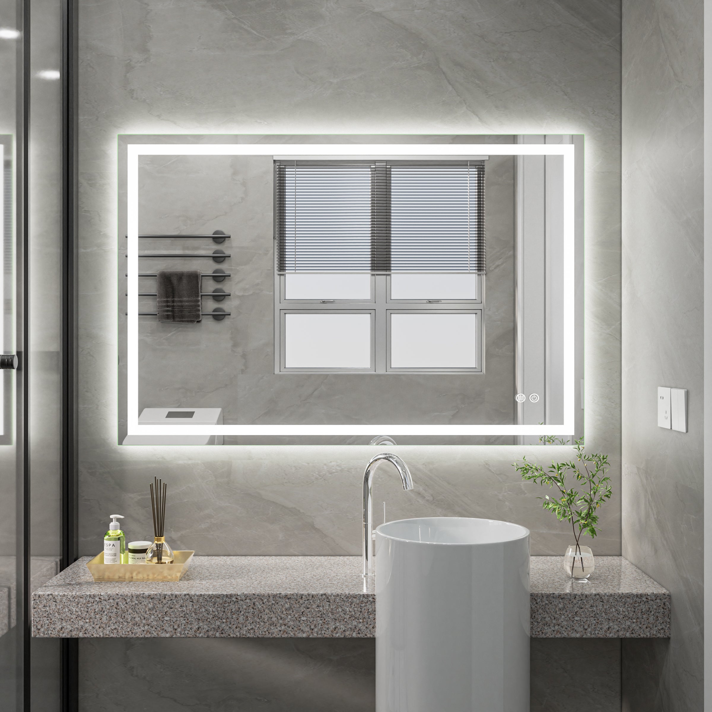 MaxxiBath K-804-F Elegant LED Mirror with Smart Touch and Dimmable Lighting